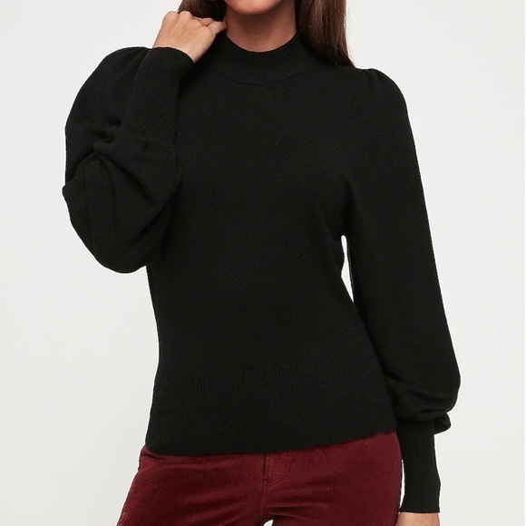 EXPRESS Mock Neck Puff Sleeve Sweater - Picture 1 of 6